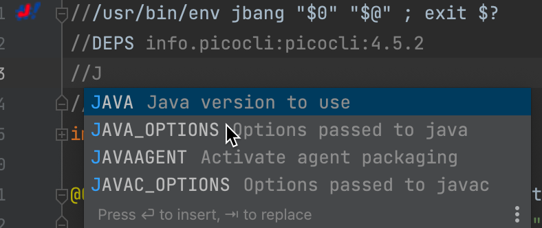 jbang idea completion directives